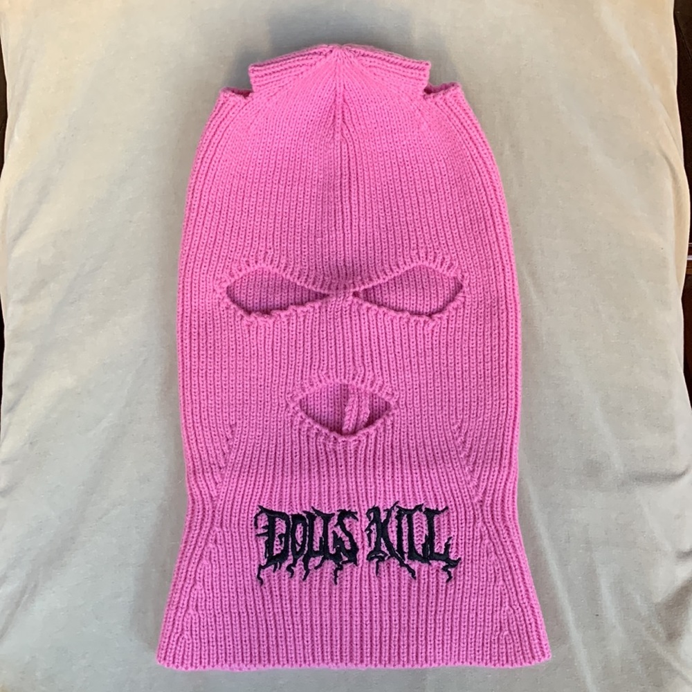 Dolls Kill Pink Baklava Balaclava Horn or Ponytail top holes 5hole ski mask - Picture 1 of 6